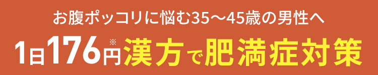 お腹ポッコリに悩む35～45歳の男性へ 1日176円漢方で肥満症対策