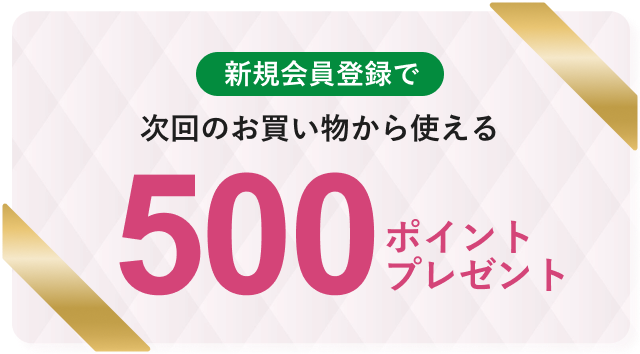 新規会員登録で次回のお買い物から使える500ポイントプレゼント